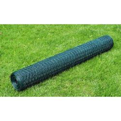 Grillage &agrave; poule avec rev&ecirc;tement en PVC 25x0,75 m vert