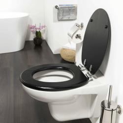 Tiger Abattant WC &agrave; fermeture en douceur Blackwash MDF Noir 252030746 alsavelo
