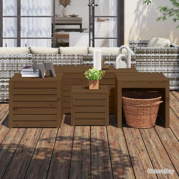 bo�tes de jardin 4 pcs marron miel bois pin massif alsavelo