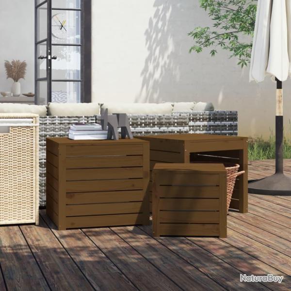 bo�tes de jardin 3 pcs marron miel bois pin massif