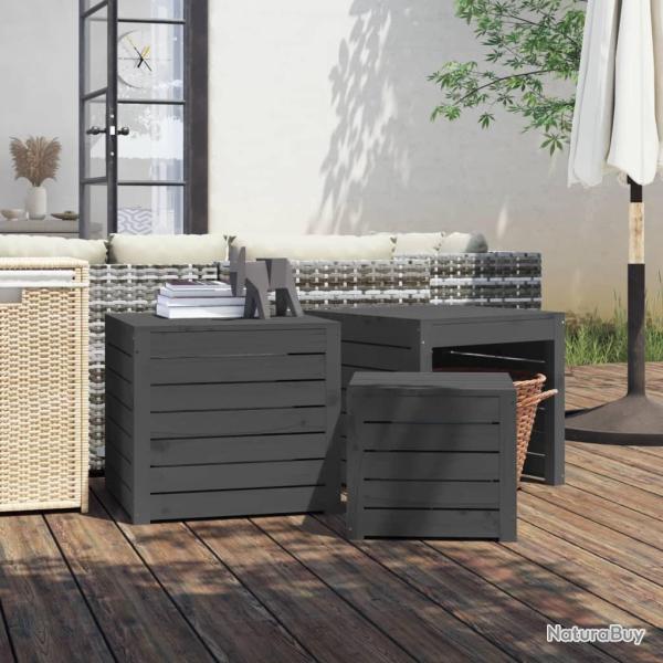 bo�tes de jardin 3 pcs gris bois de pin massif