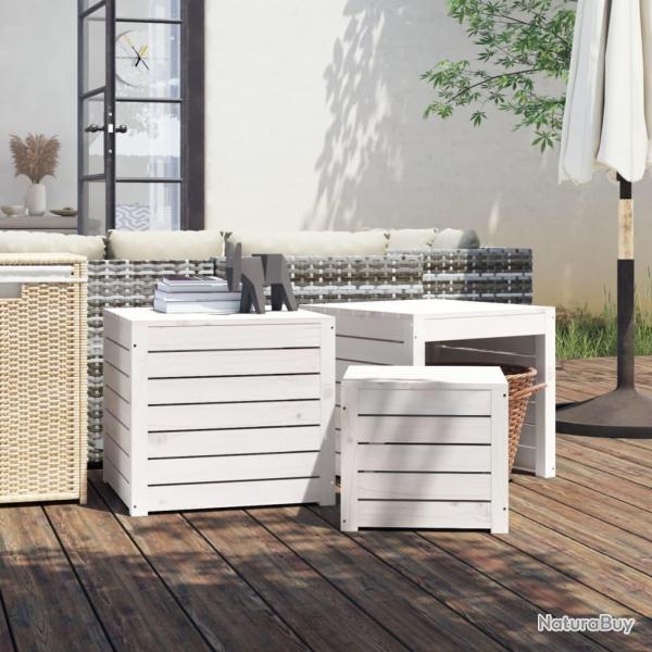 bo�tes de jardin 3 pcs blanc bois de pin massif