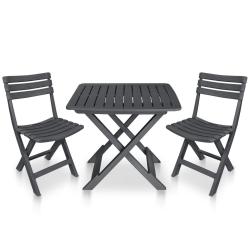 bistro pliable 3 pcs Plastique Anthracite