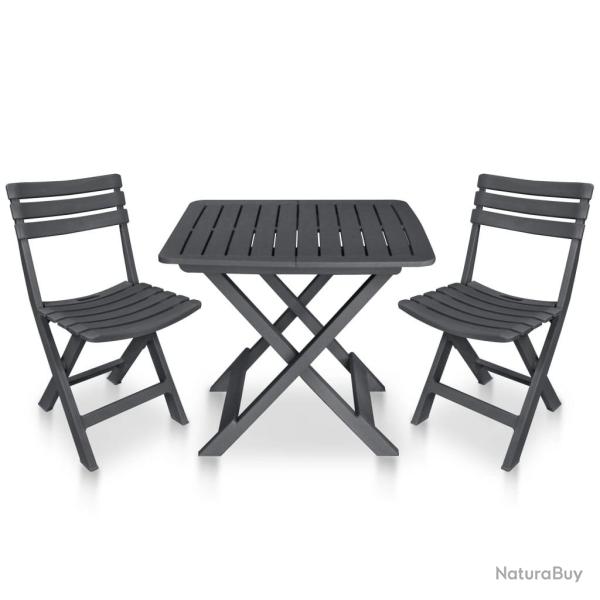 bistro pliable 3 pcs Plastique Anthracite alsavelo