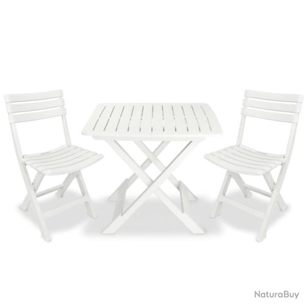 bistro pliable 3 pcs Plastique Blanc