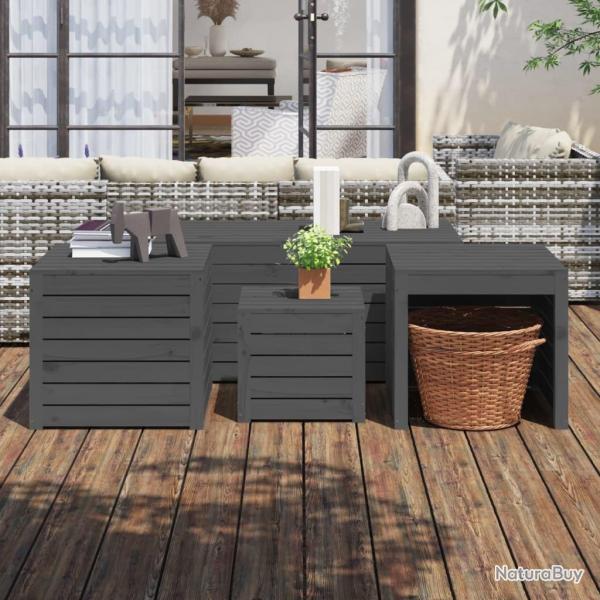 bo�tes de jardin 4 pcs gris bois de pin massif alsavelo