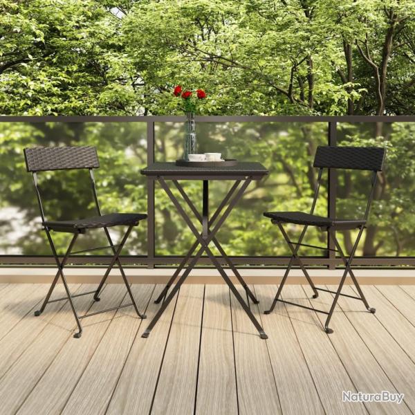 bistro pliable 3 pcs Noir R�sine tress�e