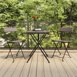 bistro pliable 3 pcs Gris R&eacute;sine tress&eacute;e