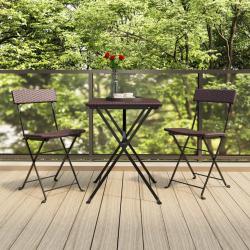 bistro pliable 3 pcs Marron R&eacute;sine tress&eacute;e