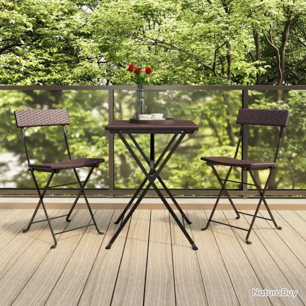 bistro pliable 3 pcs Marron R�sine tress�e