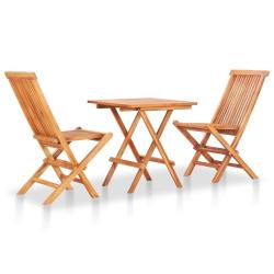 bistro pliable 3 pcs Bois de teck solide