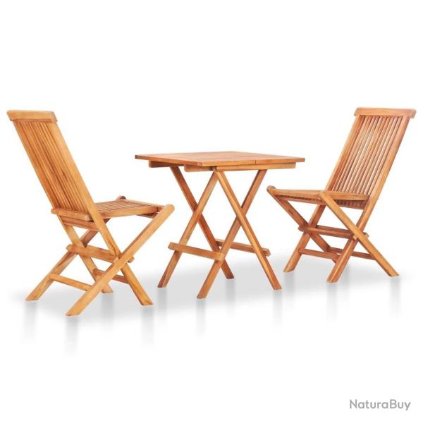 bistro pliable 3 pcs Bois de teck solide