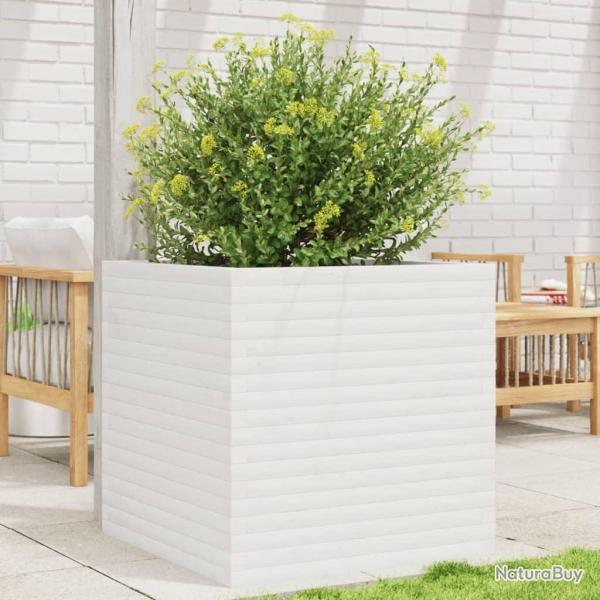 Jardini�re blanc 70x70x68,5 cm bois de pin massif
