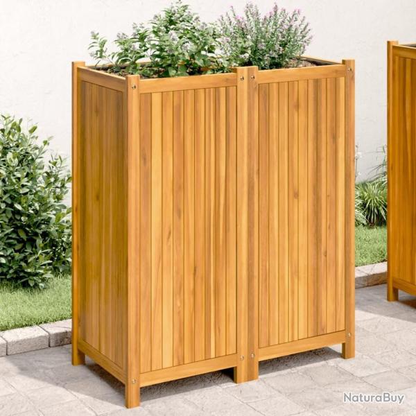 Jardini�re avec doublure 84x42x100 cm bois massif d'acacia