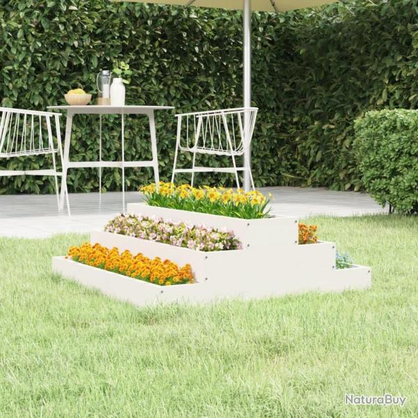 Jardini�re Blanc 80x80x27 cm Bois massif de pin
