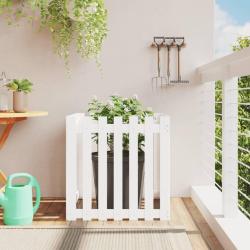 Jardini&egrave;re avec design de cl&ocirc;ture blanc 70x70x70 cm pin massif