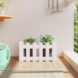 Jardini&egrave;re avec design de cl&ocirc;ture blanc 60x30x30 cm pin massif
