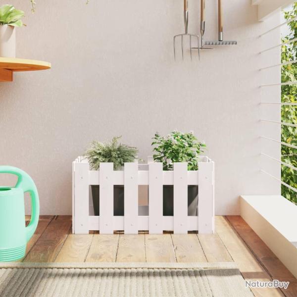 Jardini�re avec design de cl�ture blanc 60x30x30 cm pin massif alsavelo