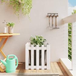 Jardini&egrave;re avec design de cl&ocirc;ture blanc 50x50x50 cm pin massif