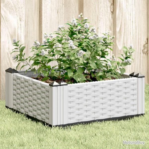Jardini�re avec piquets blanc 42,5x42,5x28,5 cm PP