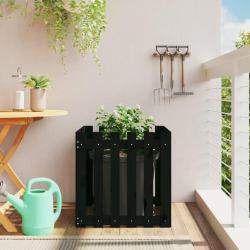 Jardini&egrave;re avec design de cl&ocirc;ture noir 60x60x60 cm pin massif