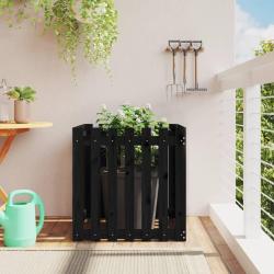 Jardini&egrave;re avec design de cl&ocirc;ture noir 70x70x70 cm pin massif