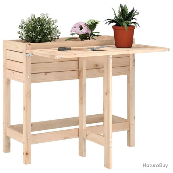 Jardinire avec dessus de table pliable bois de pin massif alsavelo
