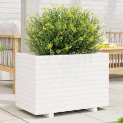 Jardini&egrave;re blanc 70x40x49,5 cm bois de pin massif