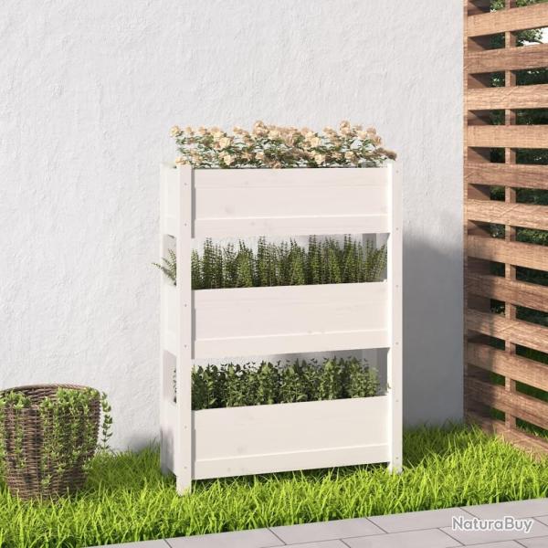 Jardinire Blanc 77x25x104,5 cm Bois massif de pin alsavelo