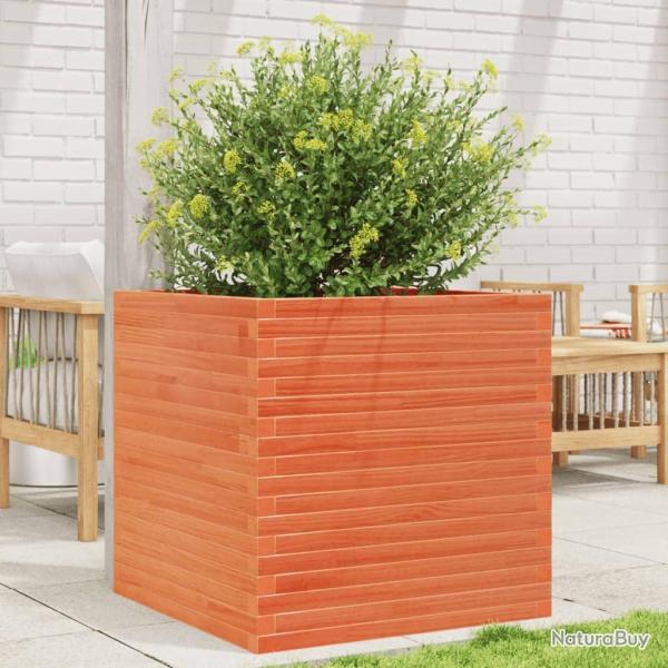Jardinire cire marron 70x70x68,5 cm bois de pin massif alsavelo