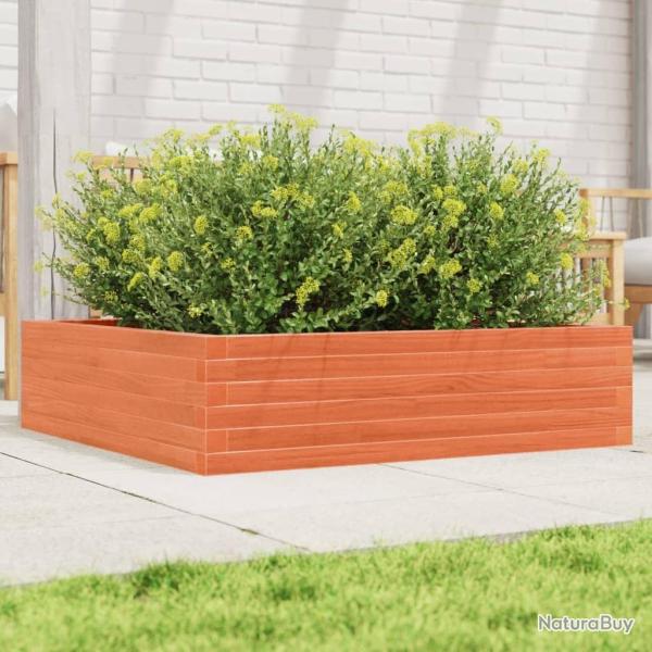 Jardinire cire marron 90x90x23 cm bois de pin massif alsavelo