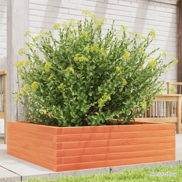 Jardinire cire marron 80x80x23 cm bois de pin massif alsavelo