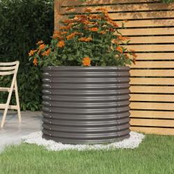 Jardini&egrave;re de jardin Acier enduit de poudre 80x80x68 cm Gris alsavelo