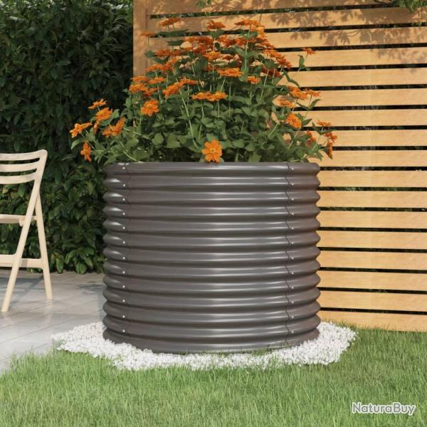 Jardinire de jardin Acier enduit de poudre 80x80x68 cm Gris alsavelo