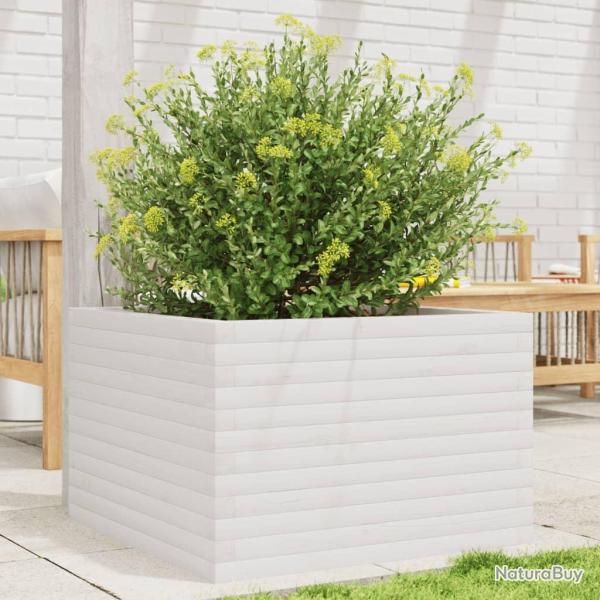 Jardinire blanc 70x70x45,5 cm bois de pin massif alsavelo