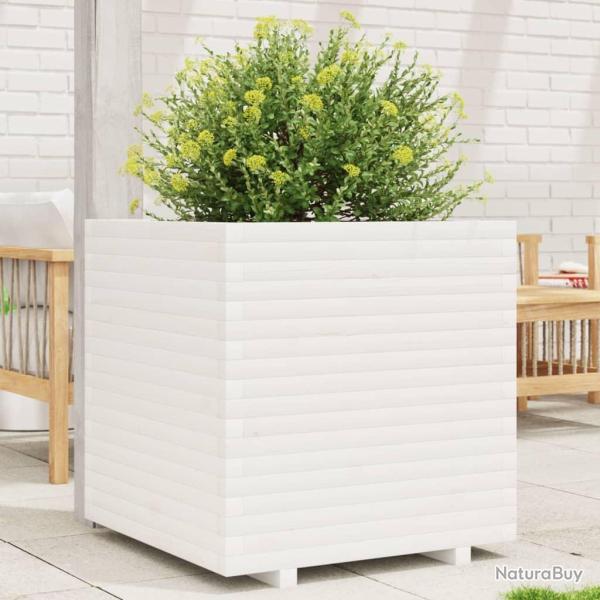 Jardinire blanc 70x70x72 cm bois de pin massif alsavelo