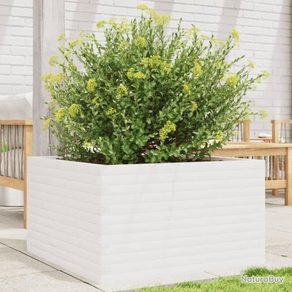 Jardinire blanc 80x80x45,5 cm bois de pin massif alsavelo