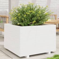 Jardini&egrave;re blanc 70x70x49,5 cm bois de pin massif