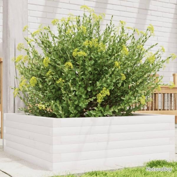 Jardini�re blanc 70x70x23 cm bois de pin massif alsavelo