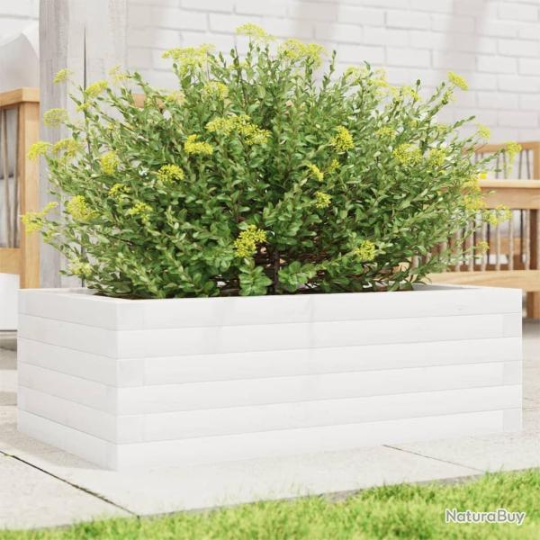 Jardini�re blanc 70x40x23 cm bois de pin massif alsavelo