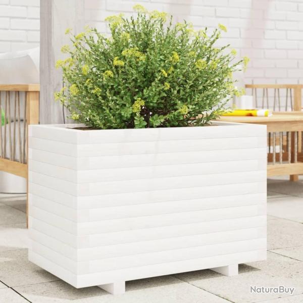 Jardini�re blanc 70x40x49,5 cm bois de pin massif alsavelo