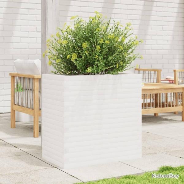 Jardinire blanc 70x40x68,5 cm bois de pin massif alsavelo