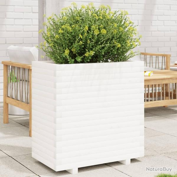 Jardinire blanc 70x40x72,5 cm bois de pin massif alsavelo
