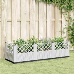 Jardini&egrave;re avec piquets blanc 123,5x43,5x43,5 cm PP