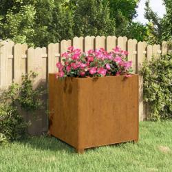 Jardini&egrave;re avec pieds Rouill&eacute; 49x47x50 cm Acier corten