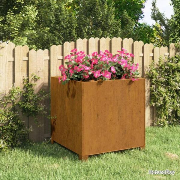 Jardini�re avec pieds Rouill� 49x47x50 cm Acier corten