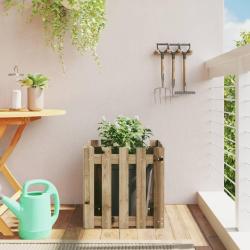 Jardini&egrave;re avec design de cl&ocirc;ture 50x50x50 cm pin impr&eacute;gn&eacute;