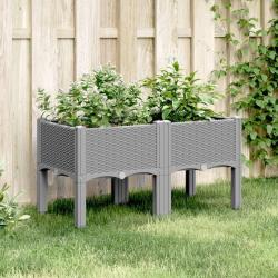 Jardini&egrave;re avec pieds gris clair 80x40x42 cm PP