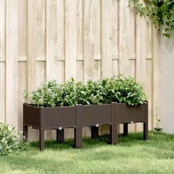 Jardini&egrave;re avec pieds marron 120x40x42 cm PP