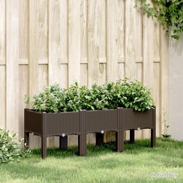 Jardini�re avec pieds marron 120x40x42 cm PP